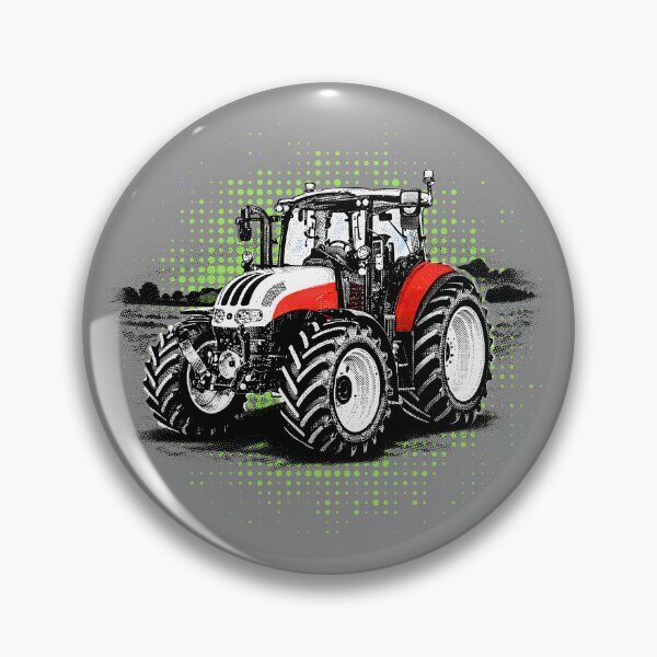 Item preview, Green tractor, white rims, halftone, modern designed and sold by CreareAT.