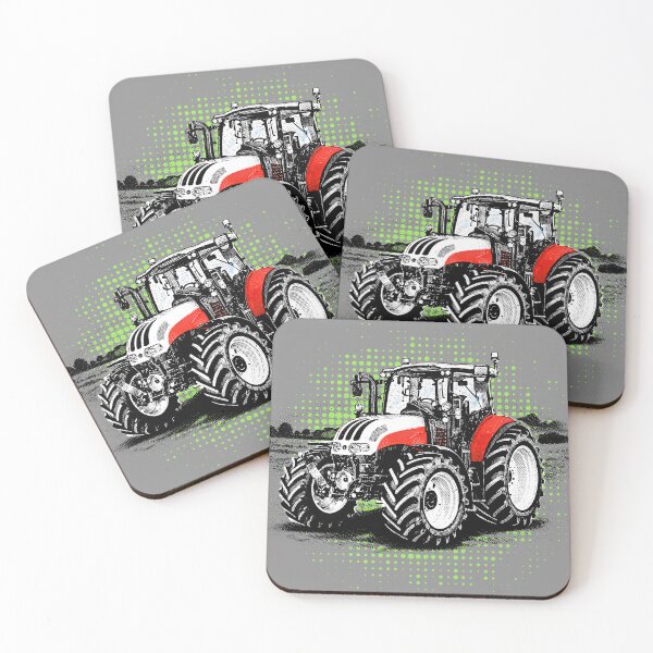 Item preview, Green tractor, white rims, halftone, modern designed and sold by CreareAT.