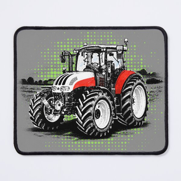 Item preview, Green tractor, white rims, halftone, modern designed and sold by CreareAT.