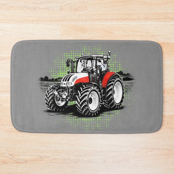 Item preview, Green tractor, white rims, halftone, modern designed and sold by CreareAT.
