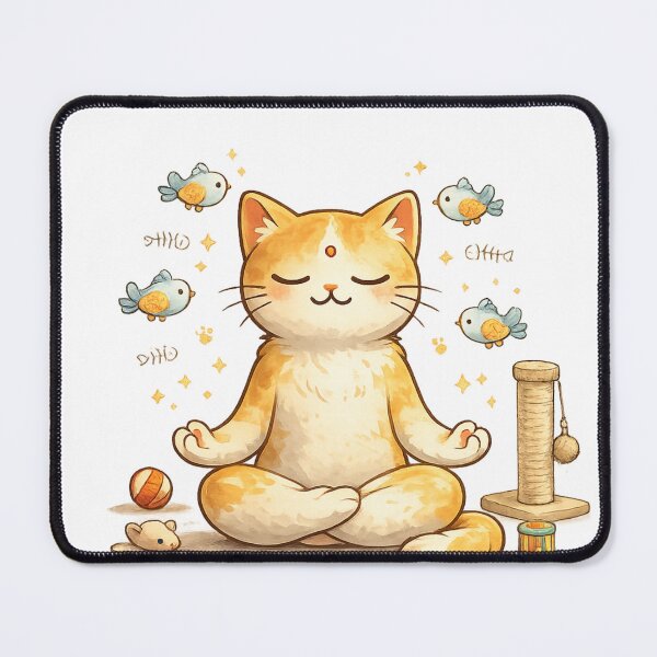 Item preview, Cute Zen Cat Doing Yoga designed and sold by MeowMoodArt.