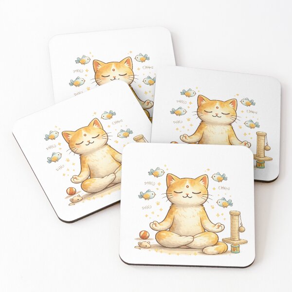 Item preview, Cute Zen Cat Doing Yoga designed and sold by MeowMoodArt.