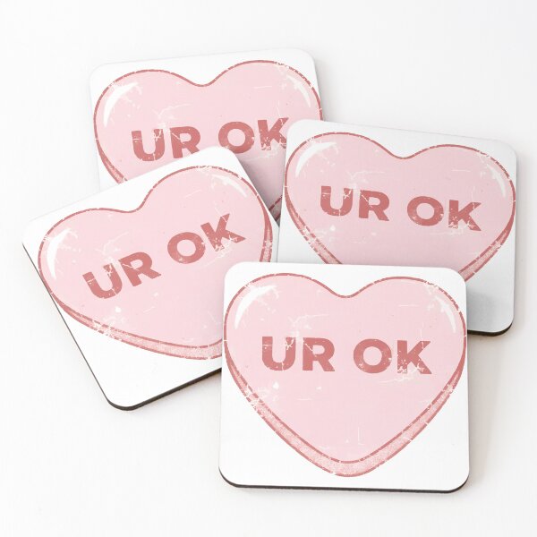 Item preview, "UR OK" Vintage Pink Candy Heart Motivational Design designed and sold by Snout & Shout..