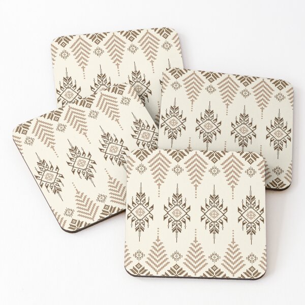 Item preview, Seamless Ethnic Tribal Geometric Pattern with Traditional Pixel Ornament in Brown Beige Tones designed and sold by kasune-shop.