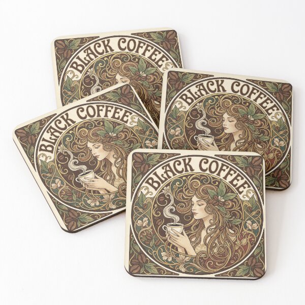Item preview, The Sinuous Void: Vintage Art Nouveau Black Coffee Aesthetic designed and sold by FreiherrPK.