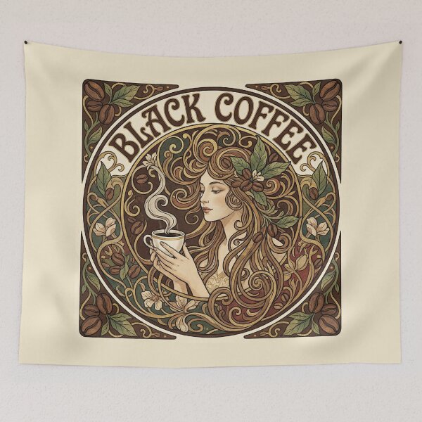 Item preview, The Sinuous Void: Vintage Art Nouveau Black Coffee Aesthetic designed and sold by FreiherrPK.