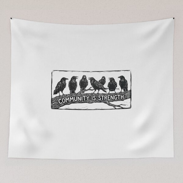 Item preview, Community Is Strength Crows Linocut Art designed and sold by AdyKurniawan.