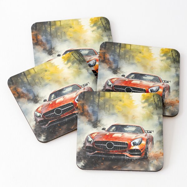 Item preview, Vibrant Orange High Performance Sports Car Driving Through Autumn Forest designed and sold by RevUpDesign.