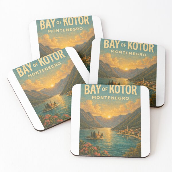 Item preview, Bay of Kotor Montenegro – Sunset Over Adriatic Inlet with Kotor Old Town and Perast near Sveti Đorđe Island designed and sold by Aryabek.