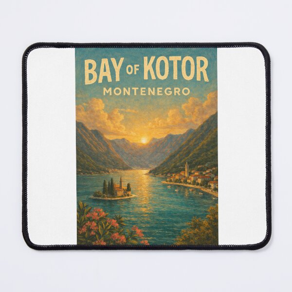 Item preview, Bay of Kotor Montenegro – Sunset Over Adriatic Inlet with Kotor Old Town and Perast near Sveti Đorđe Island designed and sold by Aryabek.
