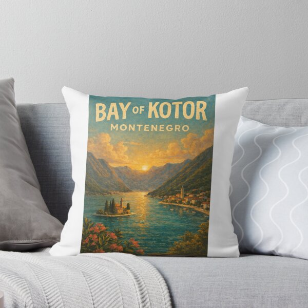 Item preview, Bay of Kotor Montenegro – Sunset Over Adriatic Inlet with Kotor Old Town and Perast near Sveti Đorđe Island designed and sold by Aryabek.