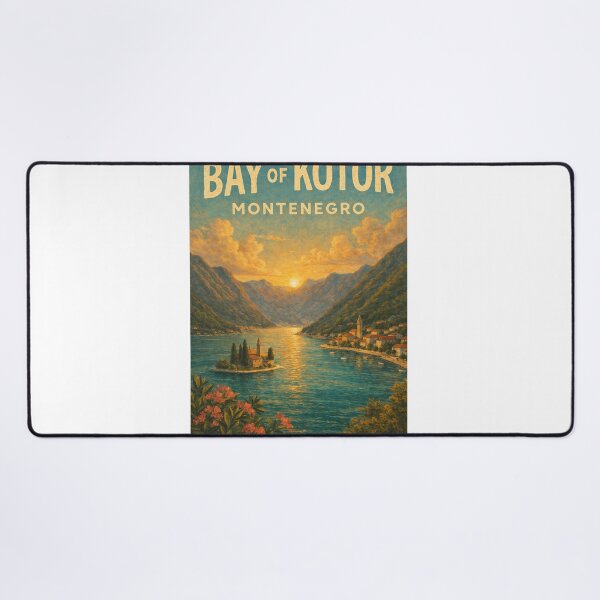 Item preview, Bay of Kotor Montenegro – Sunset Over Adriatic Inlet with Kotor Old Town and Perast near Sveti Đorđe Island designed and sold by Aryabek.