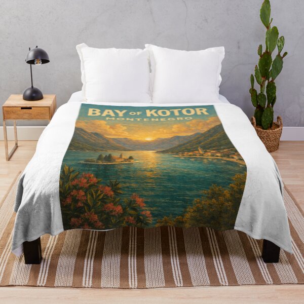 Item preview, Bay of Kotor Montenegro – Sunset Over Adriatic Inlet with Kotor Old Town and Perast near Sveti Đorđe Island designed and sold by Aryabek.