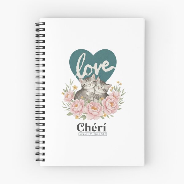 Item preview, Chéri Cute Kittens Illustration — Watercolor Cats with Pink Peonies and Teal Heart designed and sold by Colorful-Garden.