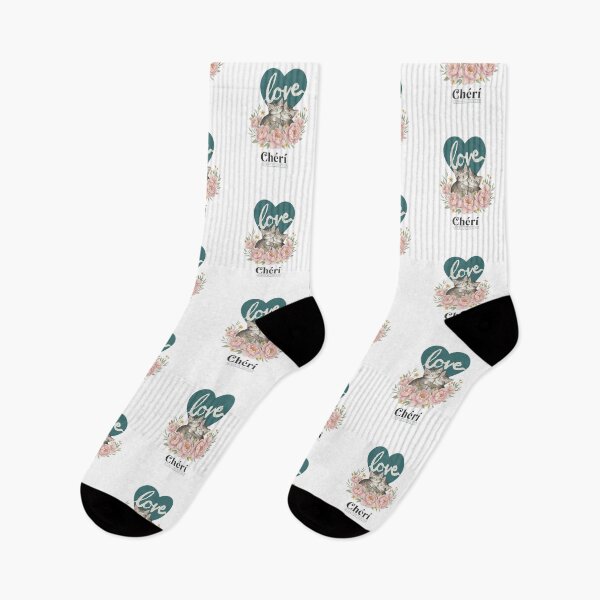 Item preview, Chéri Cute Kittens Illustration — Watercolor Cats with Pink Peonies and Teal Heart designed and sold by Colorful-Garden.