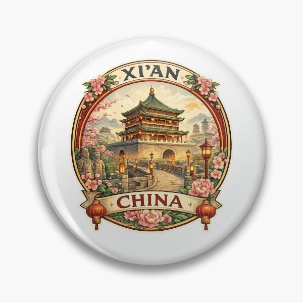 Item preview, Xi’an China – Bell Tower and Cherry Blossoms in Ancient Capital of Shaanxi Province near Terracotta Army designed and sold by Aryabek.