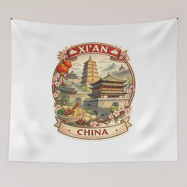 Item preview, Xi’an China – Big Wild Goose Pagoda and Lanterns in Silk Road Capital near Muslim Quarter and Huashan designed and sold by Aryabek.