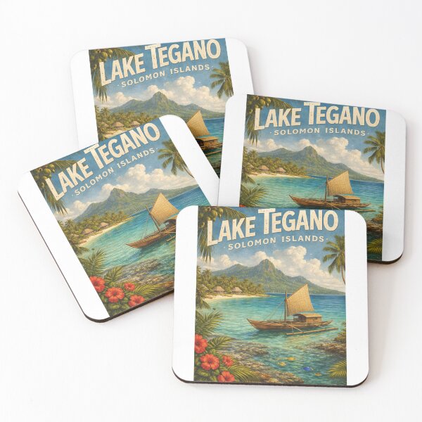 Item preview, Lake Tegano Solomon Islands – Coastal Rainforest Lagoon on Rennell Island with Coral Reefs and Traditional Canoes designed and sold by Aryabek.