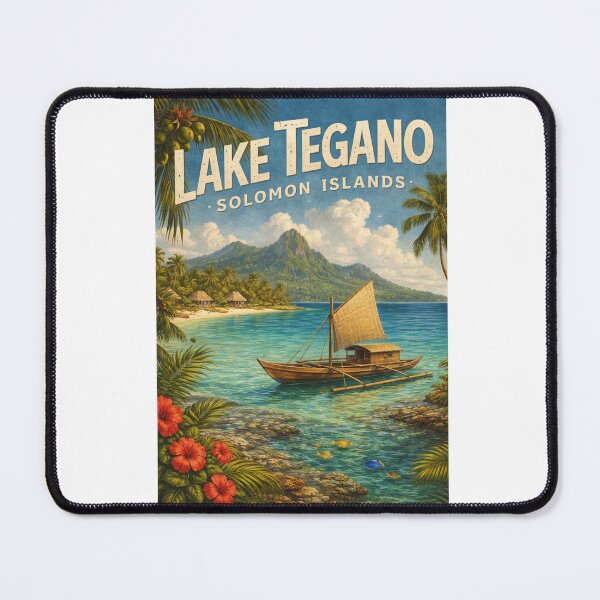 Item preview, Lake Tegano Solomon Islands – Coastal Rainforest Lagoon on Rennell Island with Coral Reefs and Traditional Canoes designed and sold by Aryabek.