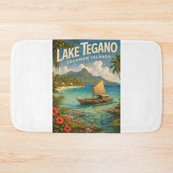 Item preview, Lake Tegano Solomon Islands – Coastal Rainforest Lagoon on Rennell Island with Coral Reefs and Traditional Canoes designed and sold by Aryabek.
