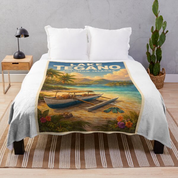 Item preview, Lake Tegano Solomon Islands – Remote Island Shoreline with Tropical Canoes and Coral Waters in East Rennell designed and sold by Aryabek.