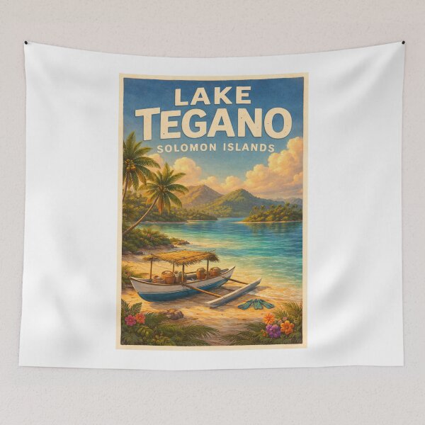 Item preview, Lake Tegano Solomon Islands – Remote Island Shoreline with Tropical Canoes and Coral Waters in East Rennell designed and sold by Aryabek.