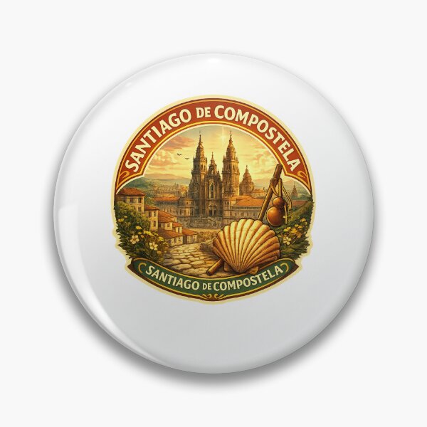 Item preview, Santiago de Compostela Spain – Pilgrimage Destination with Cathedral and Scallop Shell Symbol along the Way of St. James designed and sold by Aryabek.