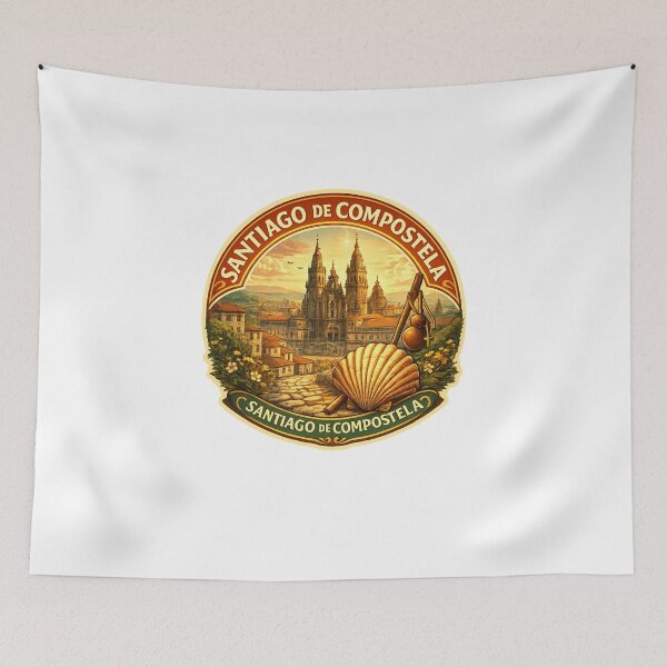 Item preview, Santiago de Compostela Spain – Pilgrimage Destination with Cathedral and Scallop Shell Symbol along the Way of St. James designed and sold by Aryabek.