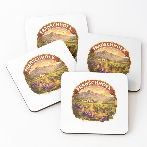 Item preview, Franschhoek South Africa – Wine Country Landscape with Vineyards and Historic Cellars beneath Cape Mountains designed and sold by Aryabek.