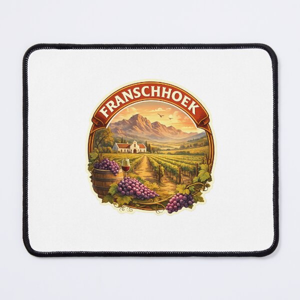 Item preview, Franschhoek South Africa – Wine Country Landscape with Vineyards and Historic Cellars beneath Cape Mountains designed and sold by Aryabek.