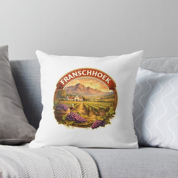 Item preview, Franschhoek South Africa – Wine Country Landscape with Vineyards and Historic Cellars beneath Cape Mountains designed and sold by Aryabek.