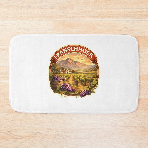 Item preview, Franschhoek South Africa – Wine Country Landscape with Vineyards and Historic Cellars beneath Cape Mountains designed and sold by Aryabek.