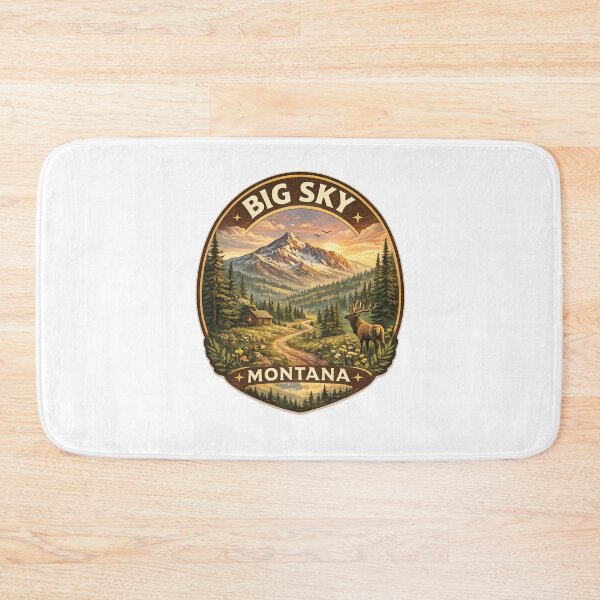Item preview, Big Sky Montana USA – Alpine Wilderness Scene with Lone Elk and Snow-Capped Peaks in Gallatin Range designed and sold by Aryabek.