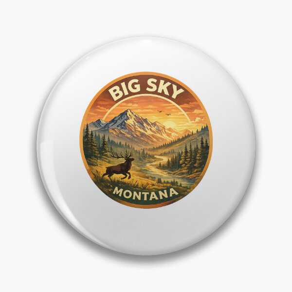 Item preview, Big Sky Montana USA – Sunset Over River Valley with Elk and Mountain Peaks near Yellowstone designed and sold by Aryabek.