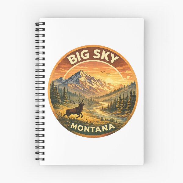 Item preview, Big Sky Montana USA – Sunset Over River Valley with Elk and Mountain Peaks near Yellowstone designed and sold by Aryabek.