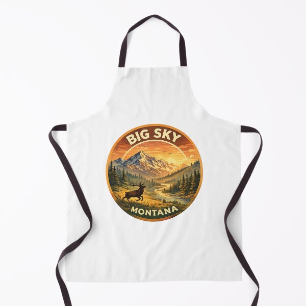 Item preview, Big Sky Montana USA – Sunset Over River Valley with Elk and Mountain Peaks near Yellowstone designed and sold by Aryabek.
