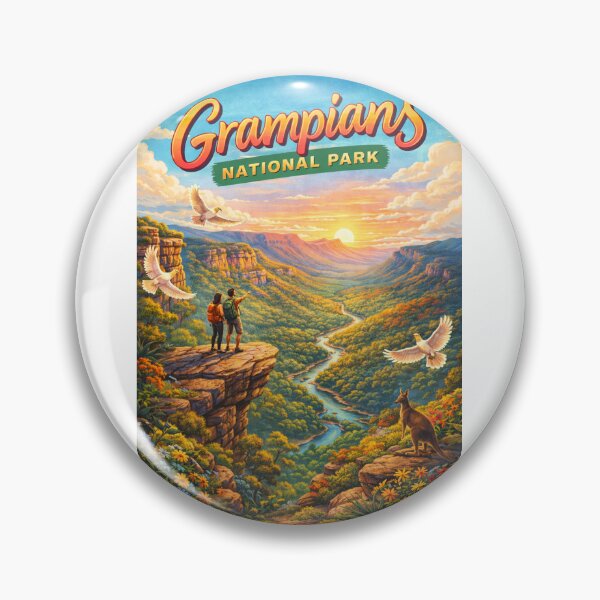 Item preview, Grampians National Park Australia – Scenic Overlook with Hikers, River Valley and Wildlife in Victoria’s Gariwerd designed and sold by Aryabek.