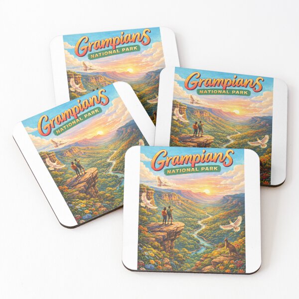 Item preview, Grampians National Park Australia – Scenic Overlook with Hikers, River Valley and Wildlife in Victoria’s Gariwerd designed and sold by Aryabek.
