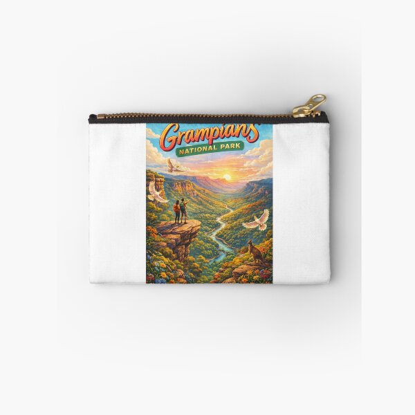 Item preview, Grampians National Park Australia – Scenic Overlook with Hikers, River Valley and Wildlife in Victoria’s Gariwerd designed and sold by Aryabek.