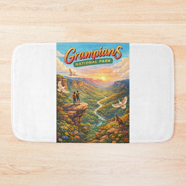 Item preview, Grampians National Park Australia – Scenic Overlook with Hikers, River Valley and Wildlife in Victoria’s Gariwerd designed and sold by Aryabek.