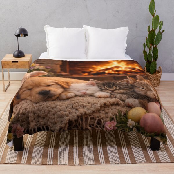 Item preview, Cozy Easter animals by the fireplace designed and sold by Cerberus-Art.