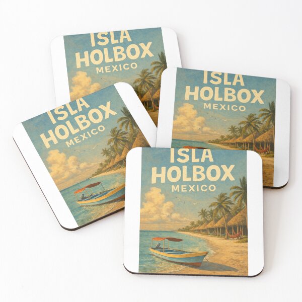 Item preview, Isla Holbox Mexico – Caribbean Island Escape with Palms, Hammocks and Rustic Fishing Boat on Yucatán Coast designed and sold by Aryabek.