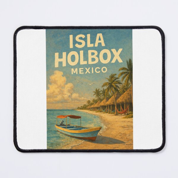 Item preview, Isla Holbox Mexico – Caribbean Island Escape with Palms, Hammocks and Rustic Fishing Boat on Yucatán Coast designed and sold by Aryabek.