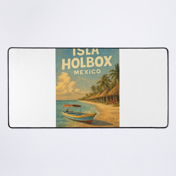 Item preview, Isla Holbox Mexico – Caribbean Island Escape with Palms, Hammocks and Rustic Fishing Boat on Yucatán Coast designed and sold by Aryabek.