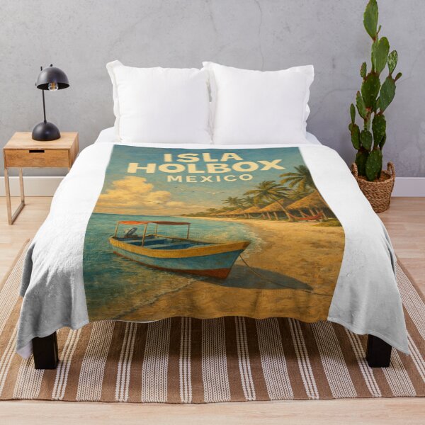Item preview, Isla Holbox Mexico – Caribbean Island Escape with Palms, Hammocks and Rustic Fishing Boat on Yucatán Coast designed and sold by Aryabek.