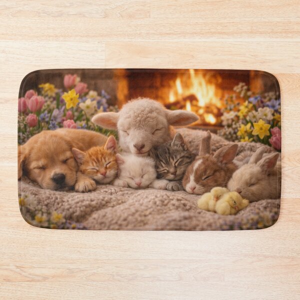 Item preview, Cuddly Easter animals by the fireplace designed and sold by Cerberus-Art.