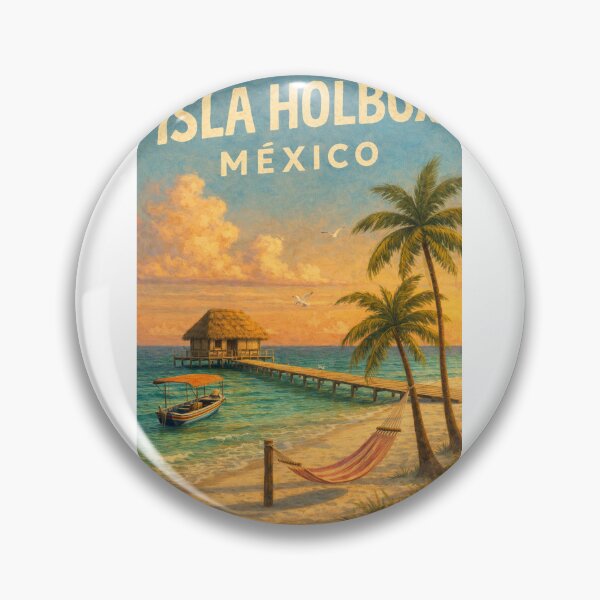 Item preview, Isla Holbox Mexico – Sunset Over Caribbean Waters with Palapa Pier and Beach Hammocks on Quintana Roo Island designed and sold by Aryabek.