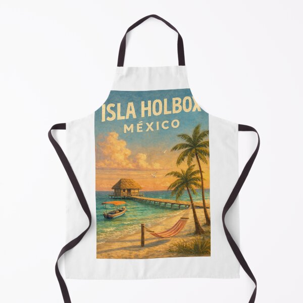 Item preview, Isla Holbox Mexico – Sunset Over Caribbean Waters with Palapa Pier and Beach Hammocks on Quintana Roo Island designed and sold by Aryabek.