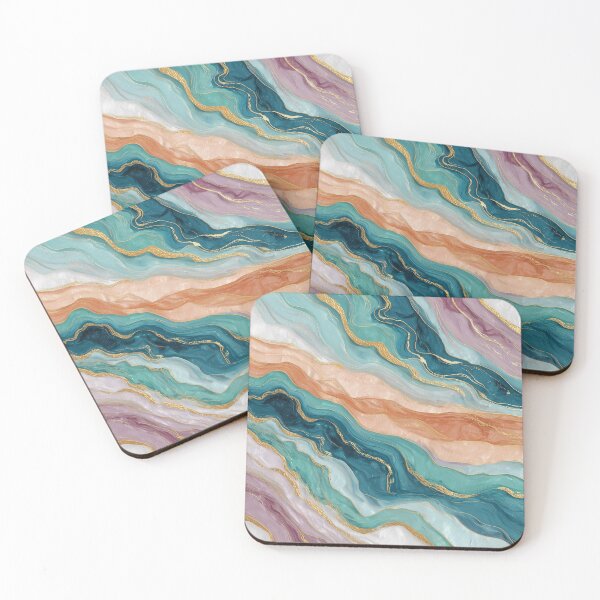 Item preview, Turquoise and coral marble pattern designed and sold by Letteraddicted.