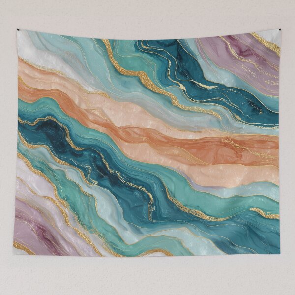 Item preview, Turquoise and coral marble pattern designed and sold by Letteraddicted.